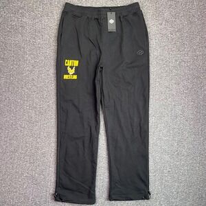Rudis Luxe Terry Sweatpants Mens Large Black Canton Wrestling Graphic Bungee Hem